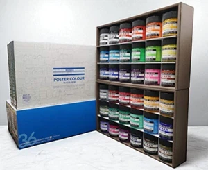 NICKER Poster Color Set 36 Colors x 40ml Japanese Watercolor Paints for Paper - Picture 1 of 7