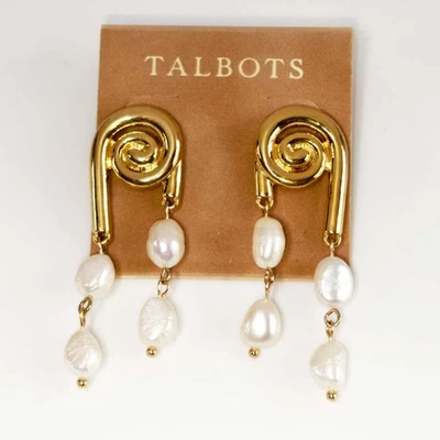 Nuevos pendientes colgantes Talbots perlas reales llamativos elegantes mujeres fiesta vacaciones joyería Foto 1 de 4