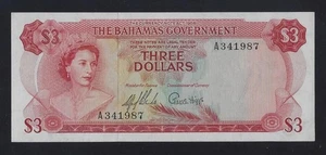 Bahamas 3 Dollars 1965 P-19a AU-UNC - Picture 1 of 2