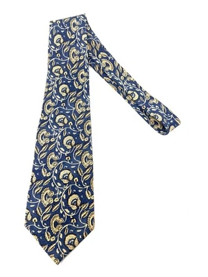 Corbata de seda vintage Polo Ralph Lauren azul marino brillante crepé texturizada crudo floral desplazamiento Foto 1 de 4