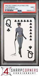 1992 DC COMICS ANIMATED BATMAN PLAYING CARDS CATWOMAN QUEEN OF CLUBS POP 1 PSA 9 - Picture 1 of 4