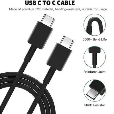 For Samsung USB-C to USB-C Fast Charging Cable Type-C to Type-C Cable Cord - Image 1 of 4