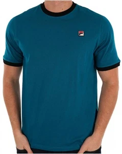 Fila Vintage Ringer T Shirt Lagoon Black - Picture 1 of 2