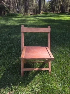Antique Wooden Doll Folding Camp Chair - Picture 1 of 8