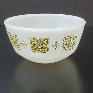 Vintage Fire King verde trifoglio olandese ancoraggio gancio bianco vetro latte 5" ciotola di miscelazione - Foto 1 di 7
