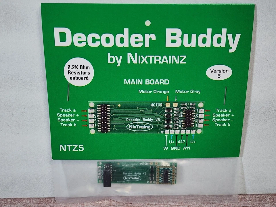 NIX TRAINS NTZ5 DECODER BUDDY W/ 2.2K OHM V5B MB + 12 OUTS & 21 PIN SOCKET NEW!! - Image 1 of 1