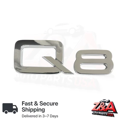 CHROME Q8 替换件 适用于奥迪后曲柄刺绣徽章贴花字母盖 — 第 1/4 张图片
