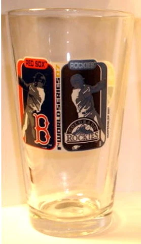 2007 WORLD SERIES PINT GLASS COLORADO ROCKIES V RED SOX Cover