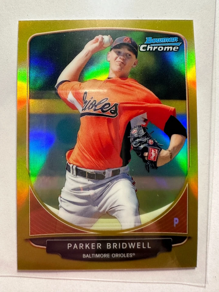 K52,859 - 2013 Bowman Chrome Mini Gold Refractors #91 Parker Bridwell #/50 - Image 1 of 1
