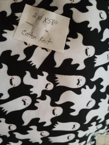 Halloween Cotton Knit Fabric (Ghosts) Pre-cut 2 yds - Picture 1 of 1