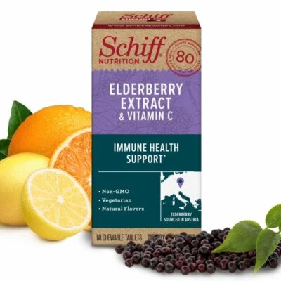 Schiff экстракт бузины и витамин С жевательные таблетки (60 штук). - Изображение 1 из 4