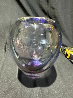 Jarrón moderno estilo Murano arte vidrio pesado decorativo violeta 3 lb 1 OZ Foto 1 de 4
