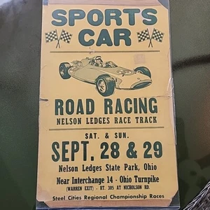 Original 1950s 1960s SPORTS CAR RACES POSTER NELSON LEDGES TRACK OHIO STEEL CITY - Picture 1 of 14