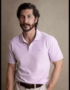 Mens Banana Republic Slim Pique Polo Monogram Logo Light Purple Heather XXL TALL - Picture 1 of 3