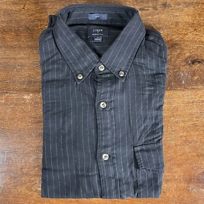 Camisa J.Crew Sarga Cepillada Talla Mediana Negra Gris Rayas Algodón Ajustado Nueva Sin Etiquetas Foto 1 de 4
