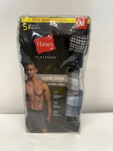 HANES platinum 5 tag less classic cotton boxers check plaid super soft M 32 34 - Picture 1 of 4