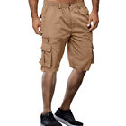 Mens Combat Cargo Shorts Half Pants Elasticated Waist Pockets Casual Trousers US