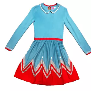 Mini Boden Blue Metallic Holiday Sweater Dress Girls 9-10Y Modest Family Photos - Picture 1 of 9