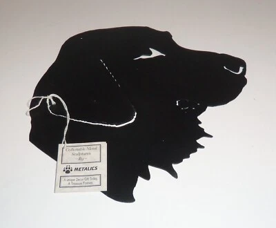 Silhueta de aço Golden Retriever cabeça de cachorro retrato metal preto decoração de parede EUA - Imagem 1 de 4