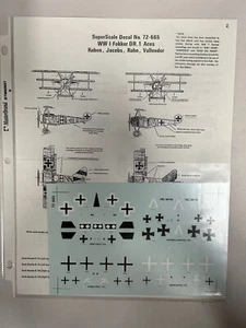 NUOVO Super Scala 72-664 Fokker DR.1 Assi Modellino Aereo Guerra 1/72 Decalcomania (AXR3) - Foto 1 di 3