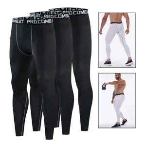 Men's Compression Leggings Trousers Fitness Baskerball Sports Active Pants NEW - Picture 1 of 16