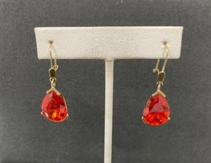 Vintage Red Quartz Yellow Gold 14K Earrings   - Picture 1 of 6