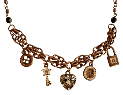 super süße BettelKette Kupfer Strass Collier 46 cm ModeSchmuck NEU - Bild 1 von 3