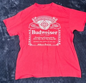Budweiser King Of Beers Red T-Shirt Mens Size M Flaw - Picture 1 of 6