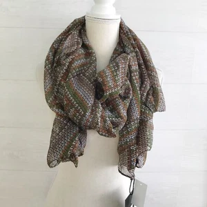 Neu mit Etikett Tom & Eva VON MAUR - leichter Schal braun Chevron-Strickdruck - Bild 1 von 5