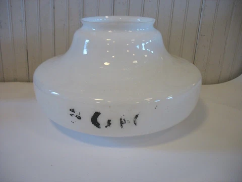 Large Antique 14-1/2" White Glass Schoolhouse Globe Bank Salvage Architectural Cover