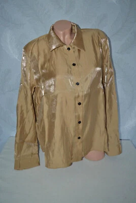 *NEU* Megaschöne Satin Nassglanz Bluse in CARAMEL Glossy Glanz Wetlook, Gr. 44 - Bild 1 von 4