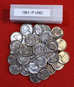 1961-P Jefferson Nickels 40 Coin roll UNCirculated - Picture 1 of 3