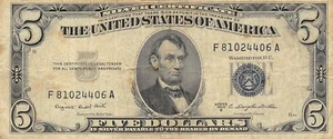 USA / Silver Certificate $5 Series 1953 B Circulated Banknote Jj - Picture 1 of 2