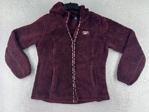 Reebok Jacket Womens Medium Red Fleece Mock Neck Full Zip 100% Polyester - Picture 1 of 15