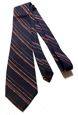 Corbata vintage LANVIN PARIS seda rayas incompletas - negro rojo blanco - deshilachado - Francia Foto 1 de 4