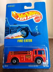 Vintage 1991 Hot Wheels FIRE-EATER RED #136 MAINLINE 1:64 Black Wall Chrome 5 SP - Picture 1 of 17