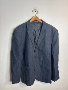 Adolfo Dominguez Blazer Mens 56 Blue 100% Linen Sport Coat Jacket 4230 - Picture 1 of 7