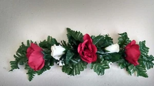 24" SILKFLOWER Red & White  ROSE SWAG HOME WEDDING CENTERPIECE ARCH GAZEBO DECOR - Picture 1 of 2
