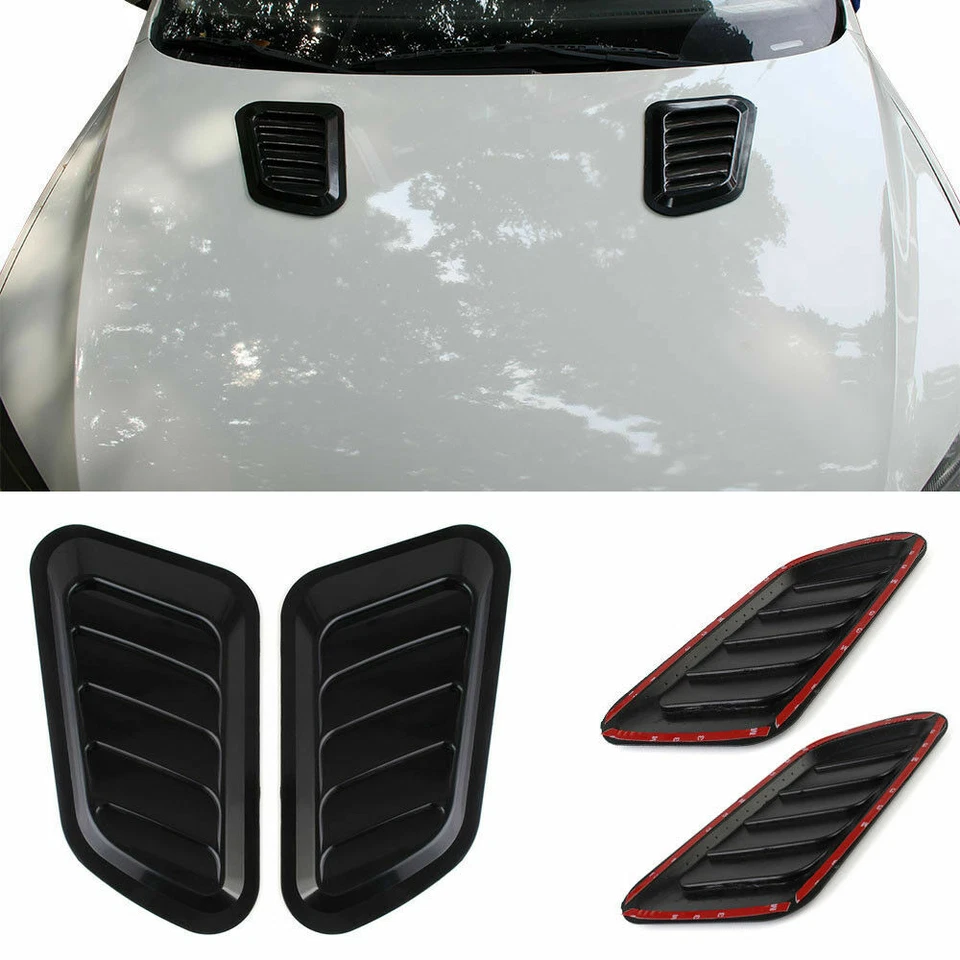 2pcs Car Hood Bonnet Vent Air Flow Intake Scoop Side Fender Decor Universal US - Image 1 of 4
