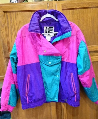 Chaqueta de esquí Europa negra rosa para mujer 14 vintage años 90 Y2K NN331 Foto 1 de 4