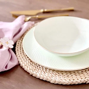 Juego de vajilla Camille Bone China - blanco/pistacho - Imagen 1 de 5