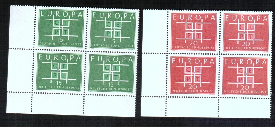 ALEMANIA 1963 EUROPA CEPT BLOQUE DE 4 SERIES NUEVAS ESQUINA DE PLIEGO - Imagen 1 de 1