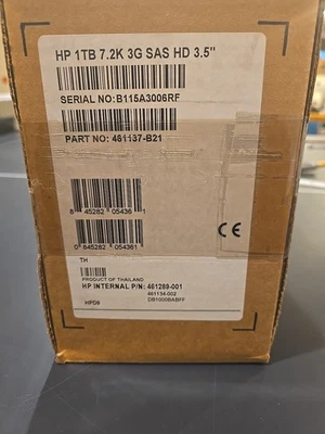 HP 461137-B21 461289-001 7.2K RPM 3.5" 1TB SAS HD 3G NIB Hard Drive  - Image 1 of 4