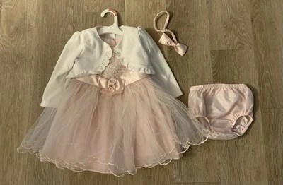 Bonnie Baby Girl's Size 18 Months Gorgeous Pink Tutu Dress With Sweater & Bow - Image 1 of 4