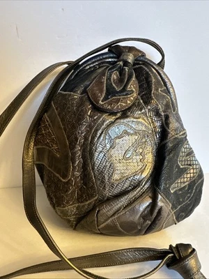 Bolso de Hombro Sharif Vintage Único con Acentos Estampado Animal Bronce Metálico Foto 1 de 4