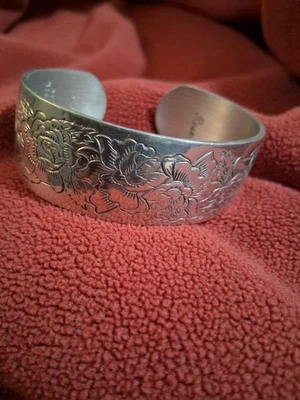 Kirk Stieff Pewter Floral Cuff Bracelet - # 900-6 - Image 1 of 3
