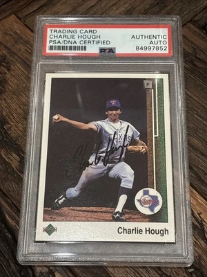 Upper Deck #437 1989 firmado por Charlie Hough autografiado PSA/DNA losa cubierta Foto 1 de 2