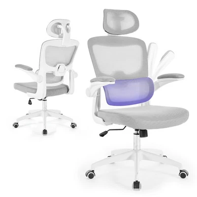 MARKENLOS Bürostuhl, Ergonomische Rückenlehne,Klappbare Armlehne,Verstellbare Kopfstütze