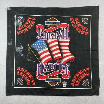 Bandana Harley-Davidson de colección para hombre negra leyenda americana banderas de Estados Unidos años 90 RN16463 Foto 1 de 4