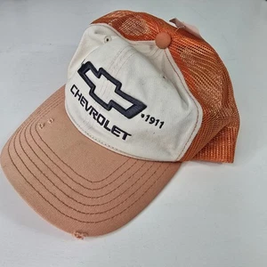 NUOVO! CHEVROLET BOWTIE Cappello Snapback con Licenza Ufficiale Arancione | Beige - Foto 1 di 5